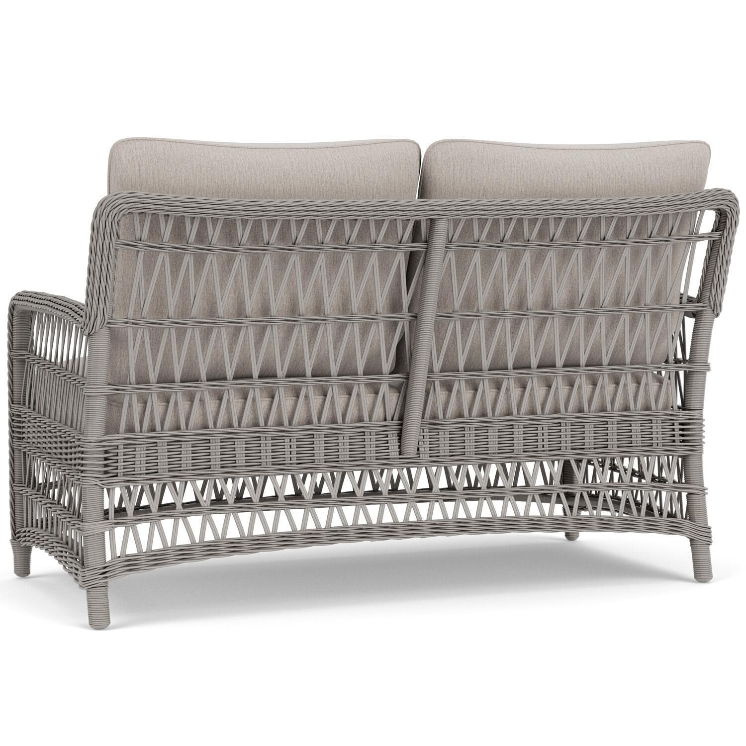 Lloyd Flanders Mackinac Loveseat in Putty Finish with Remy Cloud Fabric - Rear Left thumbnail