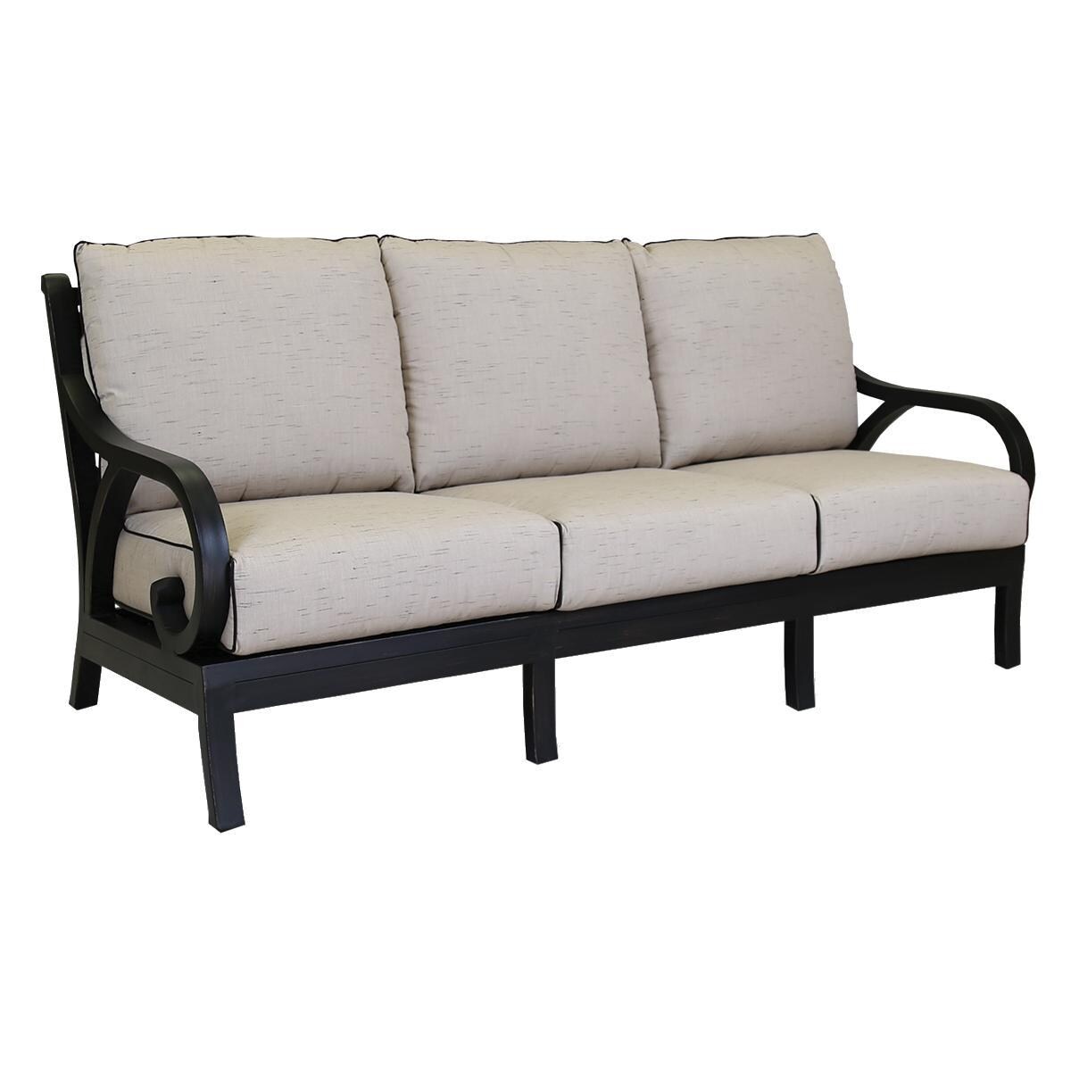 Sunset West 3001-23-56094 Monterey Aluminum Patio Sofa W/ Sunbrella Frequency Sand Cushions thumbnail