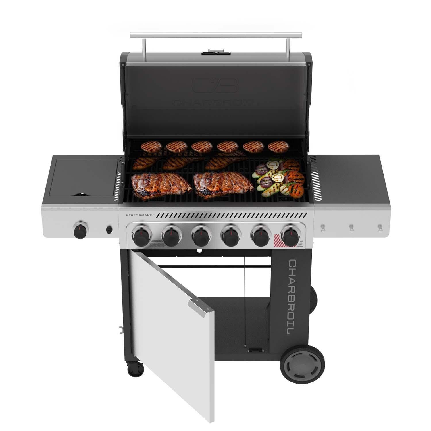 Charbroil 463286125 6-Burner Propane Grill - Grey & Stainless - In Use - White Background thumbnail