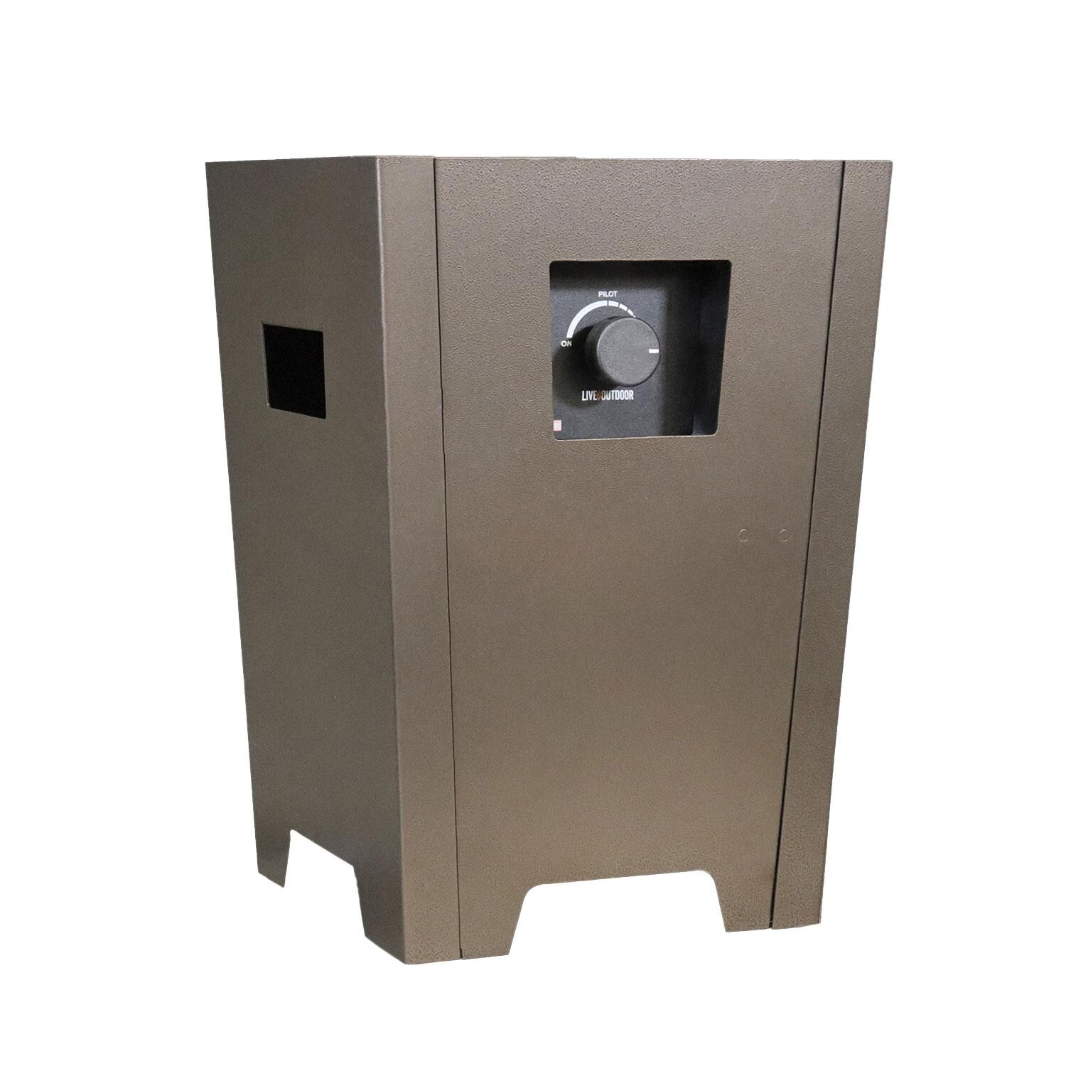 Firestorm FS1BRNLP 1 Series 12 Inch Propane Portable Square Powder-Coated Steel Fire Pit - Brown by Live Outdoor - Side View - White Background thumbnail