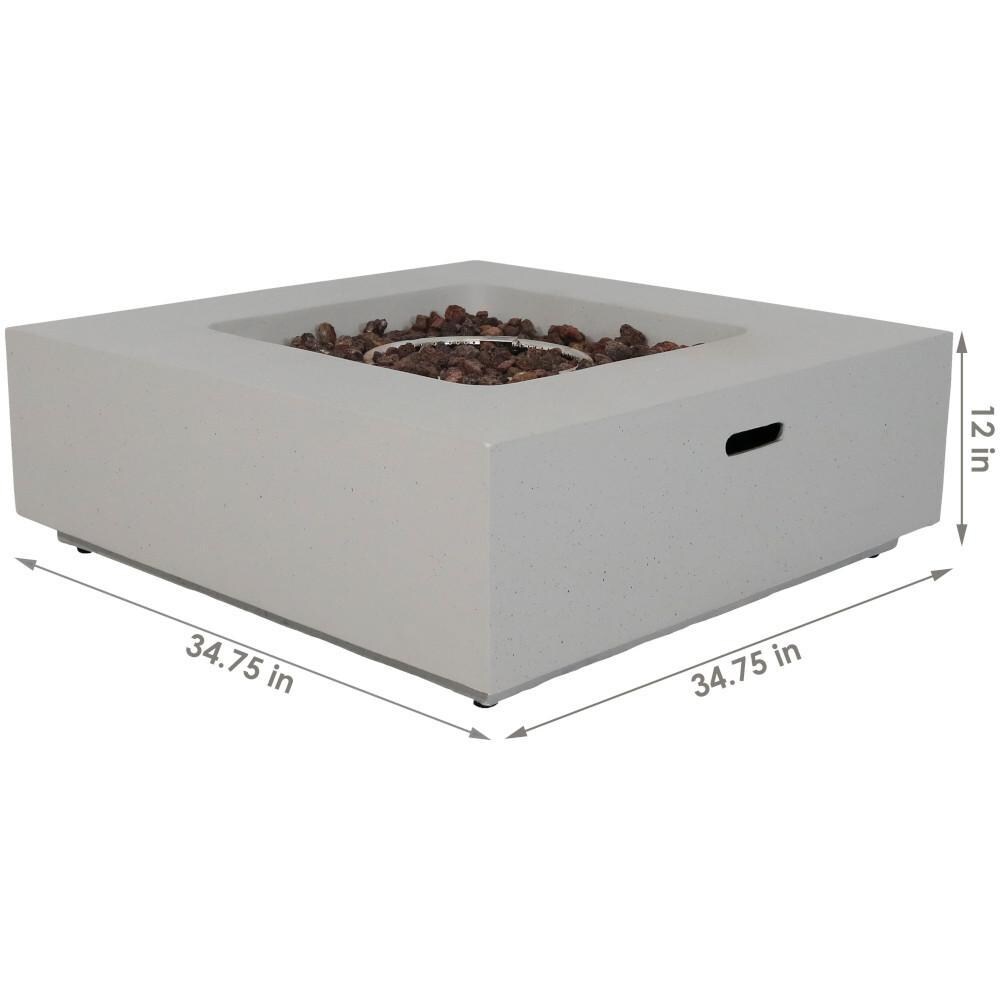 Ultimate Patio 34-Inch Square Propane Gas Fire Pit - Dimensions thumbnail