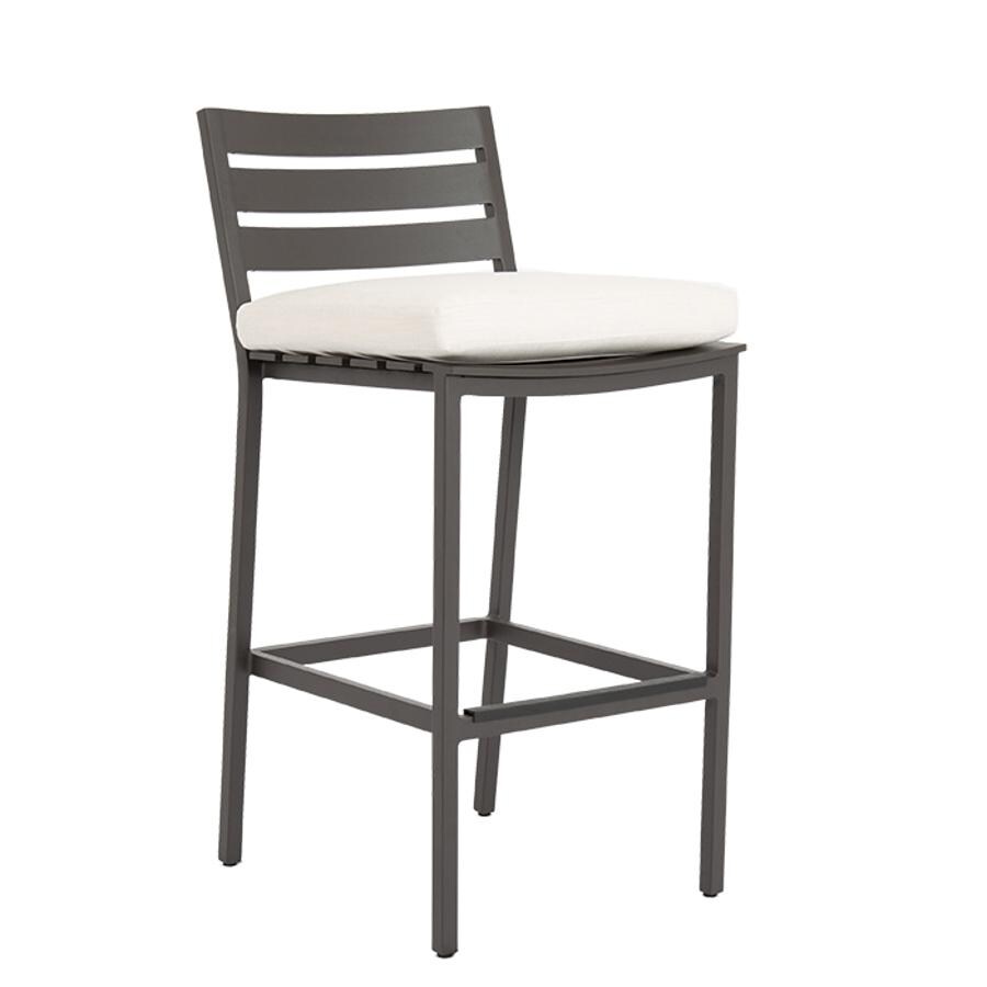 Sunset West - 321-7B-48114 - Mesa Aluminum Patio Barstool W/ Sunbrella Cast Pumice Cushions thumbnail