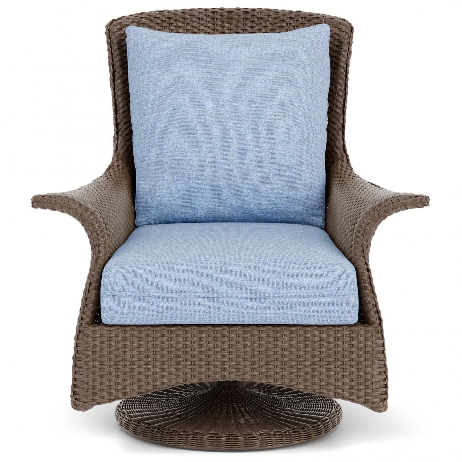 Mandalay Lloyd Loom Swivel Rocker Club Chair in Bark/Demo Skyway by Lloyd Flanders