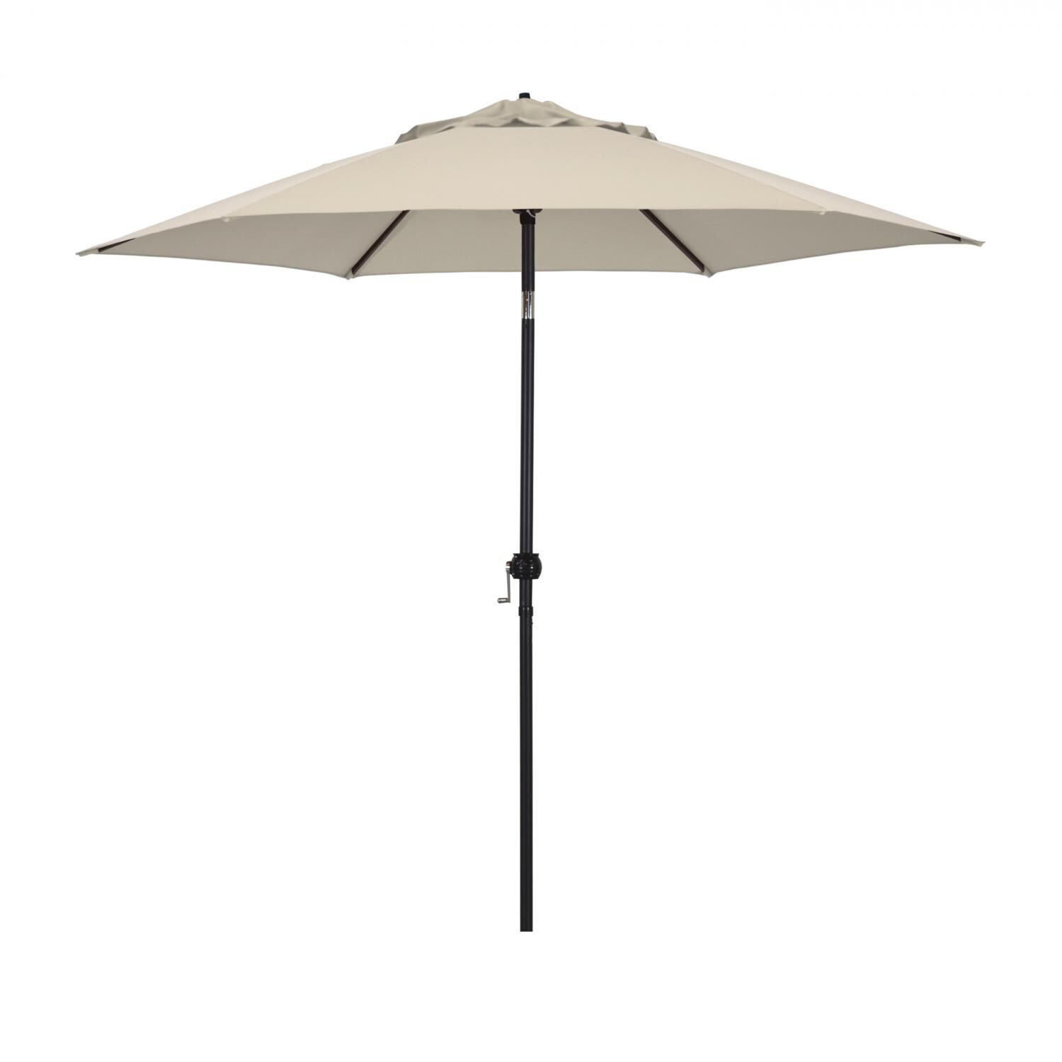 Astella 9 Ft. Aluminum Push Tilt Patio Umbrella W/ Crank Lift - Black Frame / Polyester Antique Beige Canopy