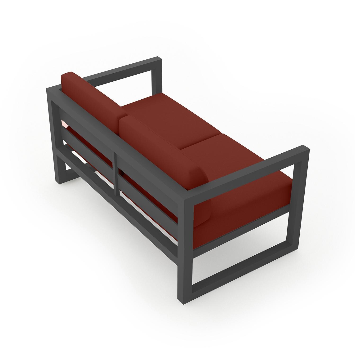 Misty Cove 2 Person Loveseat in Slate w/Canvas Henna Cushions by Lakeview - Back Angle View - White Background thumbnail