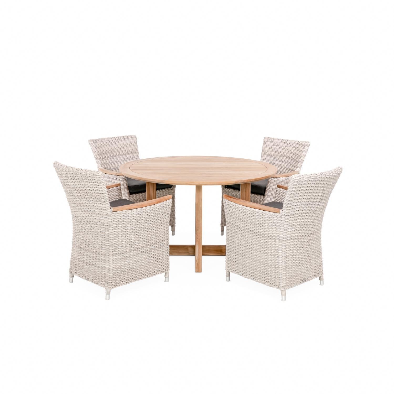 Teak + Table Oyster Bay/Relax 50 Inch Round 5 Piece Dining Set - White Background thumbnail