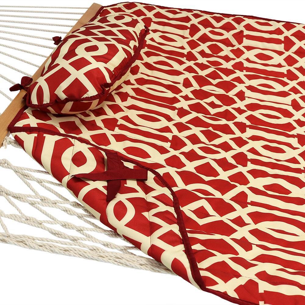 Ultimate Patio Quilted Hammock Pad & Pillow Set - Royal Red - Close-Up thumbnail