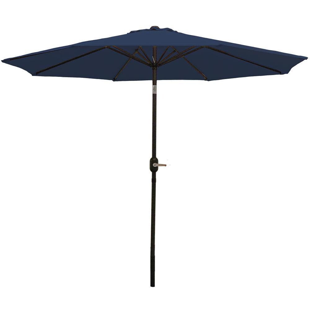 Ultimate Patio 9 Ft. Octagonal Aluminum Patio Market Umbrella W/ Crank Lift & Tilt - Black Frame W/ Navy Blue Polyester Canopy thumbnail
