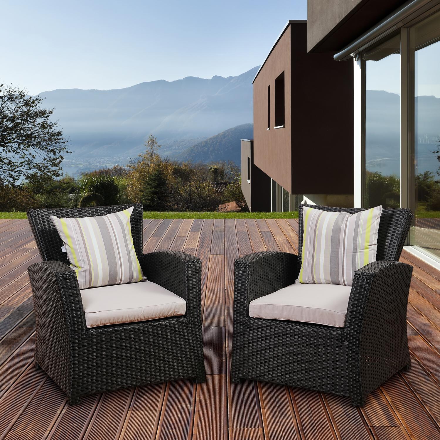 Atlantic Staffordshire Resin Wicker Patio Club Chair Set Of 2 Black