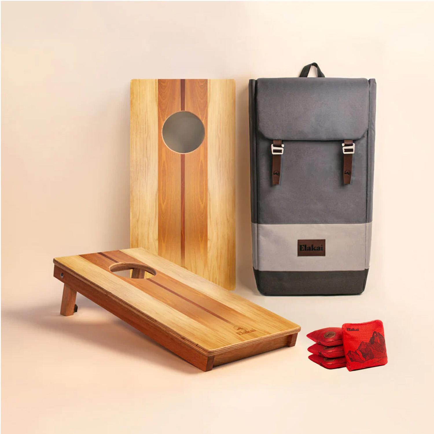Elakai EGCH12P-05 1x2 Woody Compact Travel Cornhole Boards with Mount Elakai & Herringbone Travel-Size Cornhole Bags thumbnail