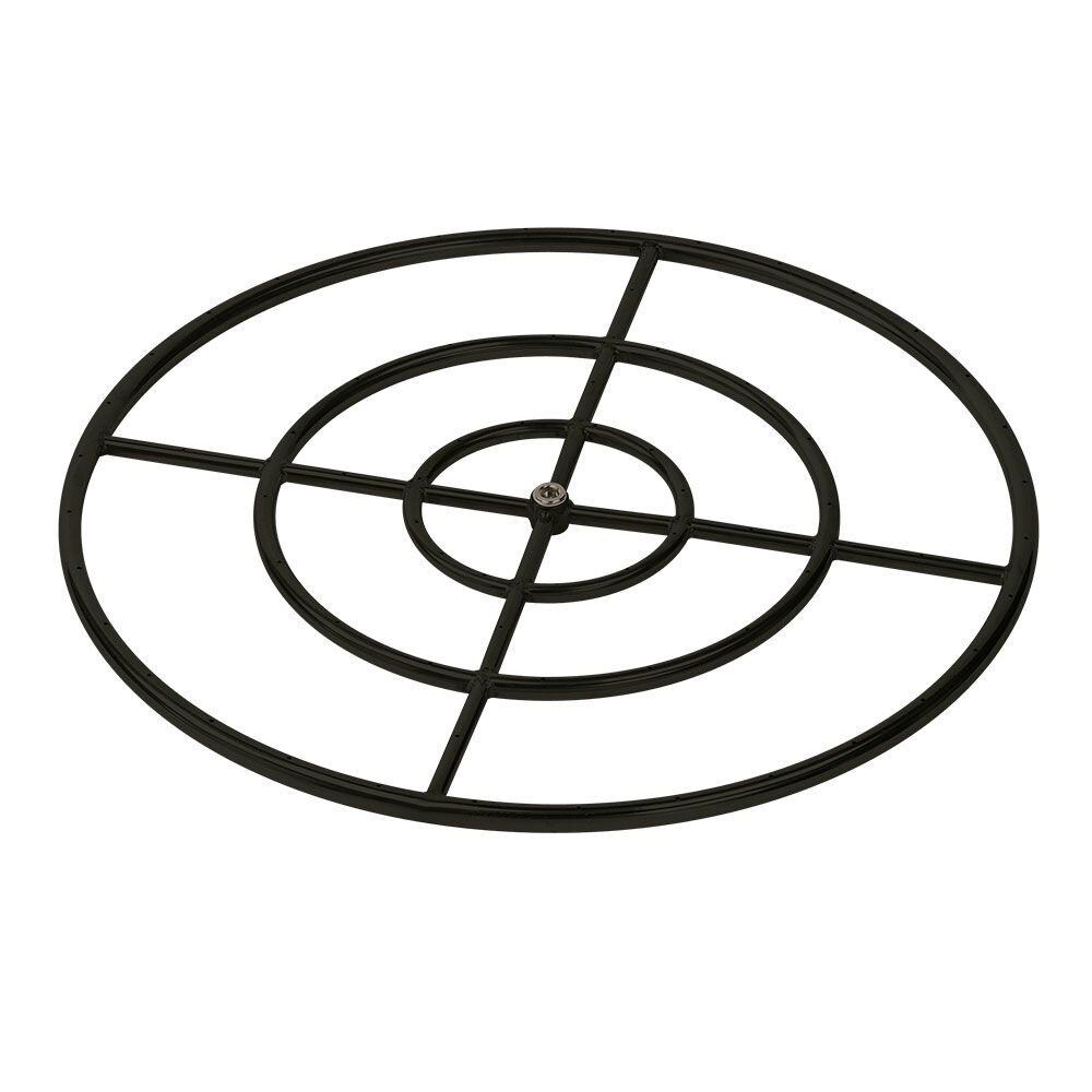 BBQGuys Signature 30-Inch Triple-Ring Black Steel Natural Gas Burner W/ 3/4-Inch Inlet - BK-FR-30