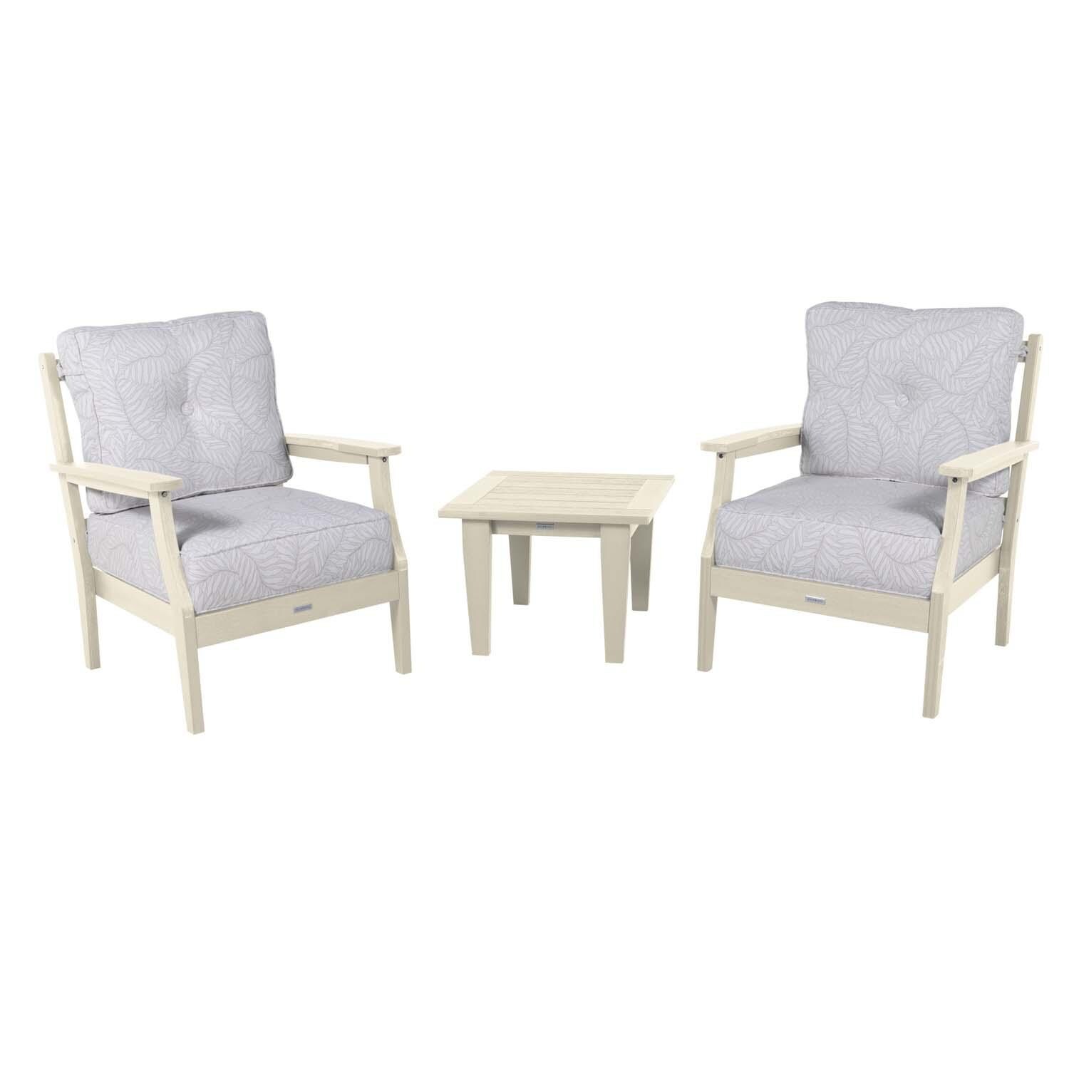 Blushing Bay 3 Pc Recycled Plastic Seating Set in Lively Parchment/Whitewash by Lakeview Outdoor Designs - White Background thumbnail