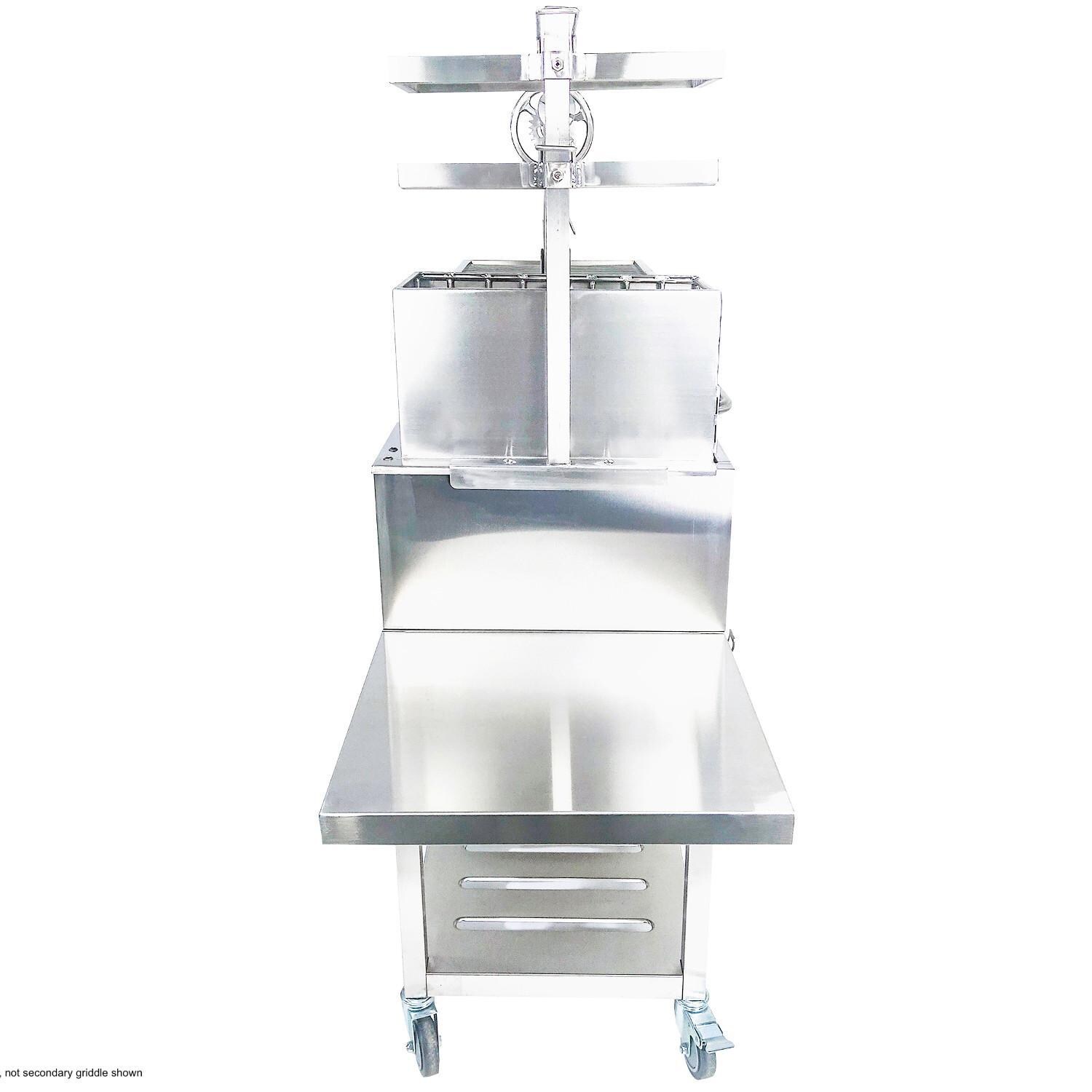 Tagwood BBQ BBQ03SSF Fully Assembled All Stainless Steel Argentine Santa Maria Wood Fire & Charcoal Grill - Shelf on Left Side