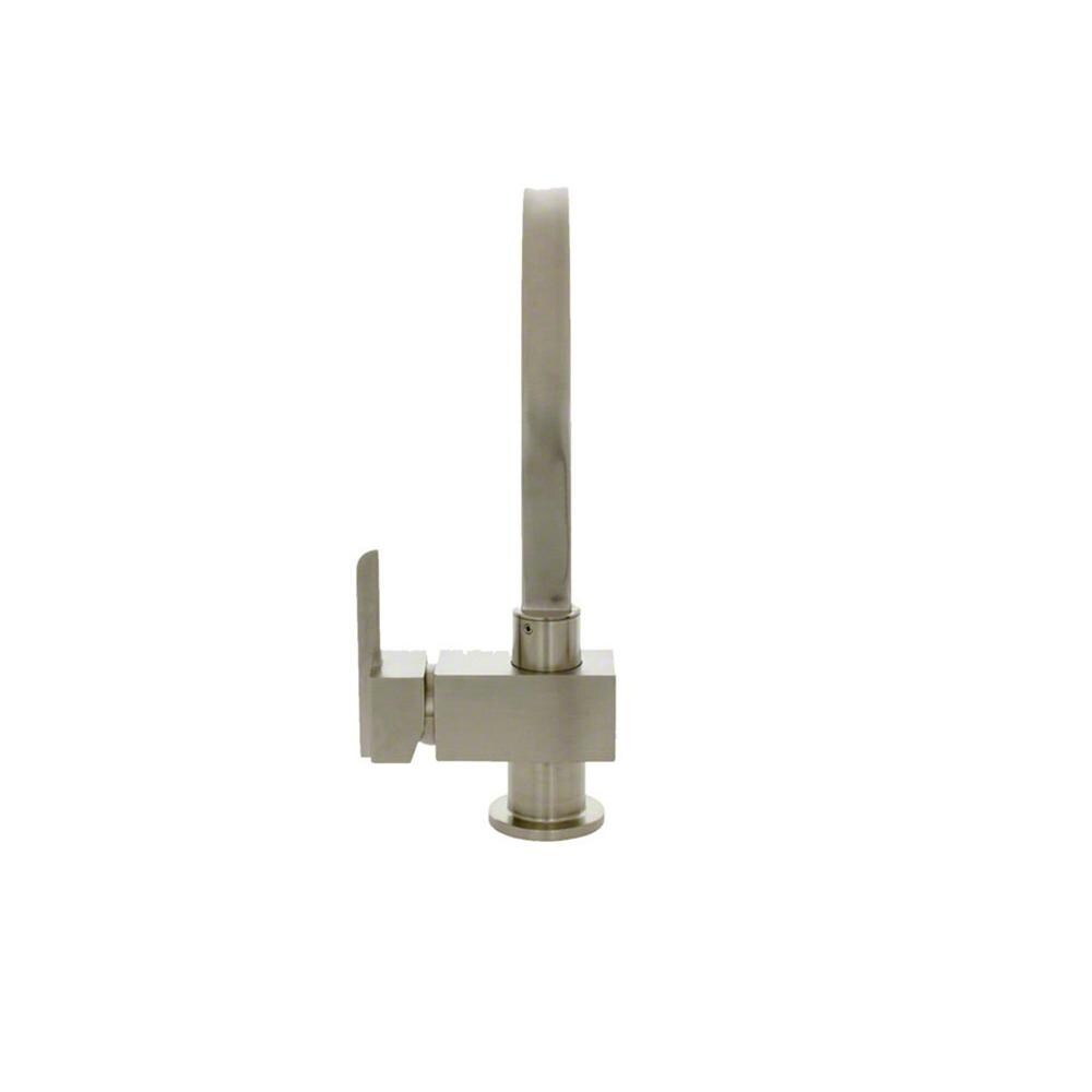 SIR Faucets Single Handle Flat Spout Kitchen Faucet - Brushed Nickel - Rear View thumbnail