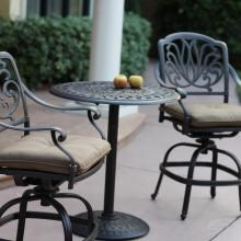 Darlee Elisabeth 3 Piece Cast Aluminum Patio Counter Height Patio Bar Set With Swivel Bar Stools image