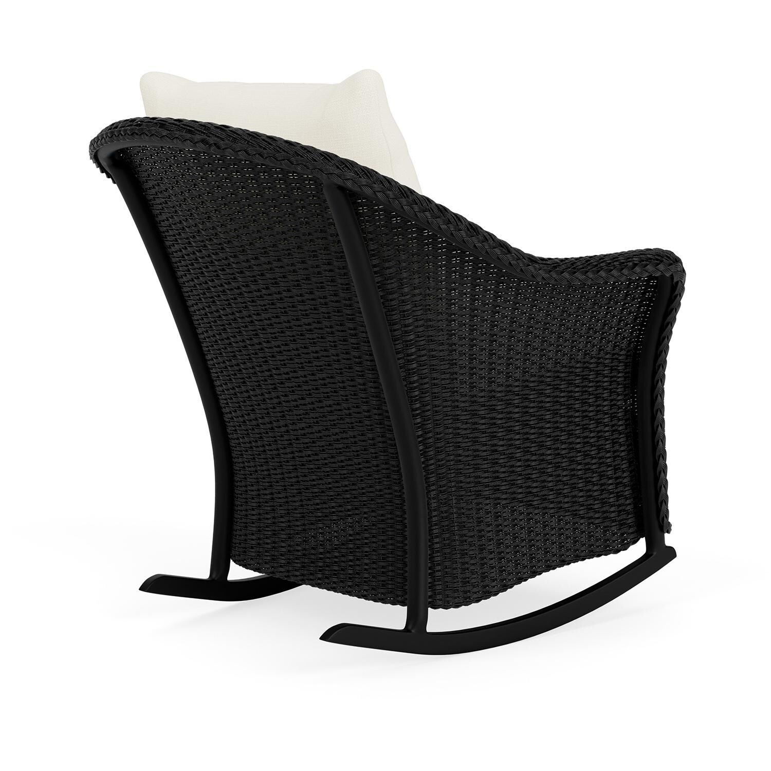 Lloyd Flanders Weekend Retreat Lounge Rocker in Ebony Finish W/ Sailcloth Salt Fabric - Back Right thumbnail