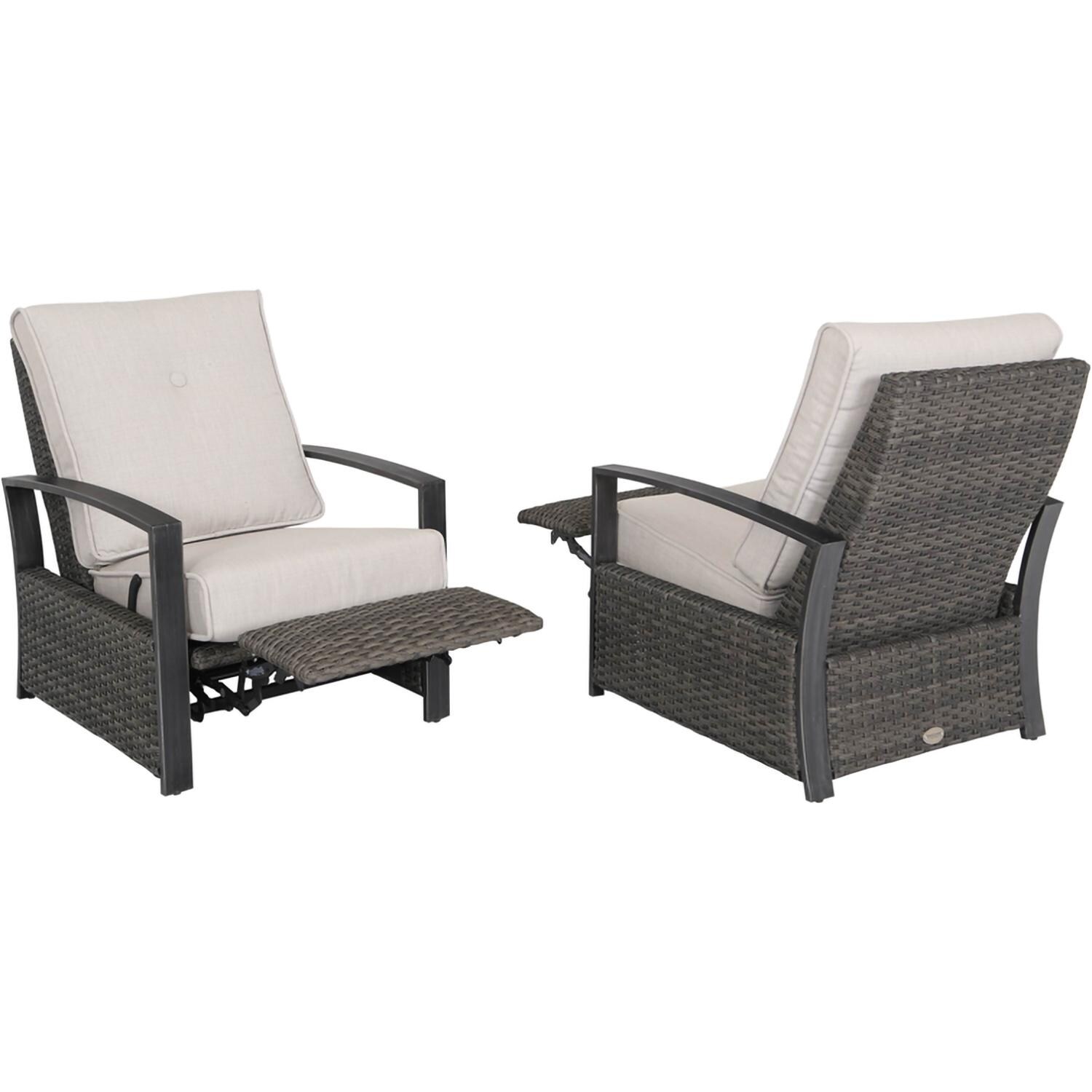 Lakeview LVD-C-RCL Catahoula Fully Cushioned Woven Aluminum 3-Position Recliner - Frontand Back View - White Background thumbnail