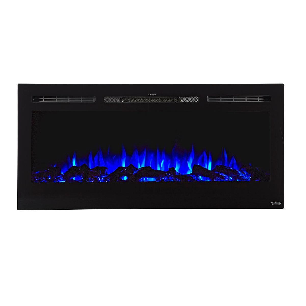 Touchstone Home Products Sideline 45-Inch Wall Mount/Flush Mount Electric Fireplace With Black Glass Surround - Logs Blue thumbnail