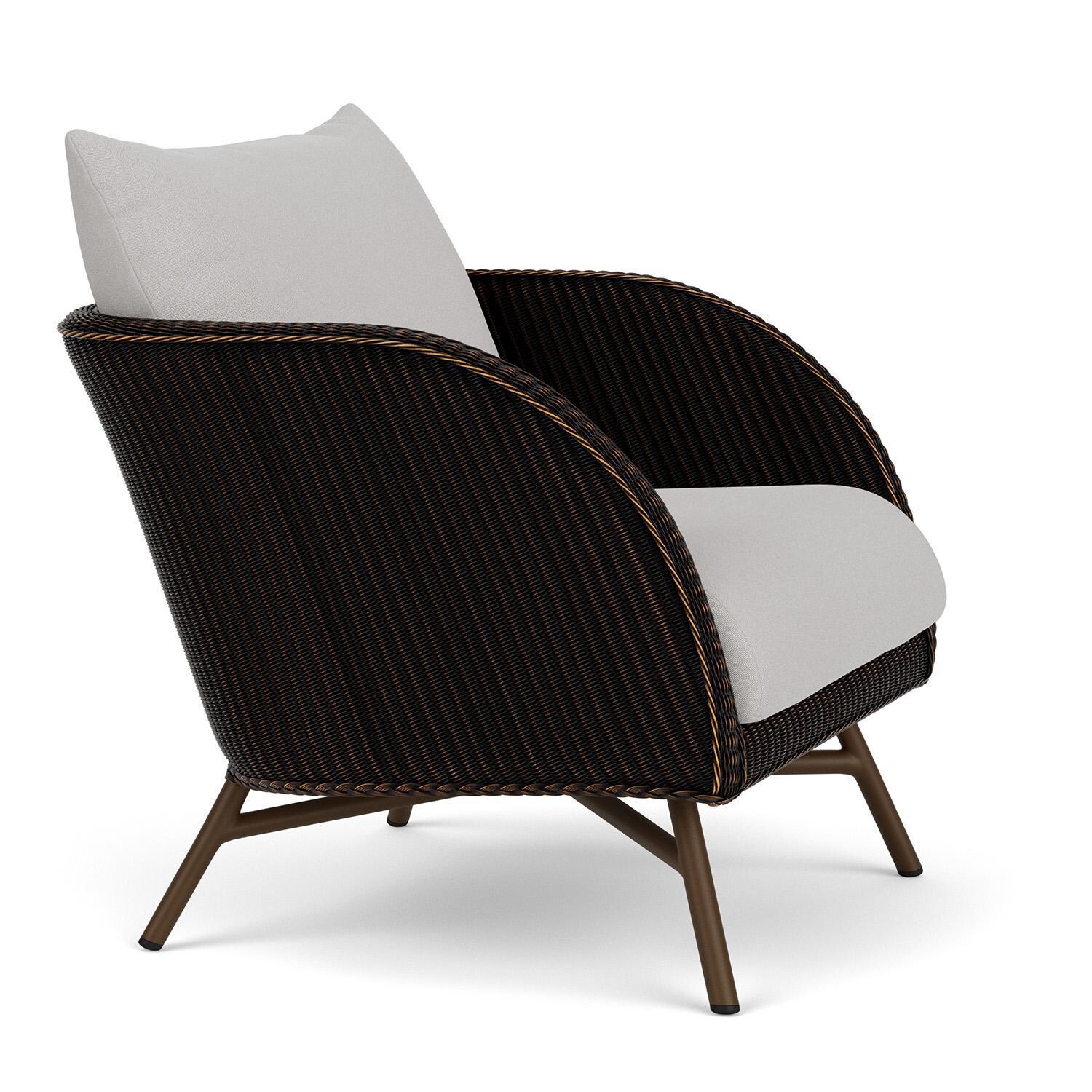 Lloyd Flanders Essence Lounge Chair W/Tundra Dove Fabric - Mink Finish - Angled thumbnail