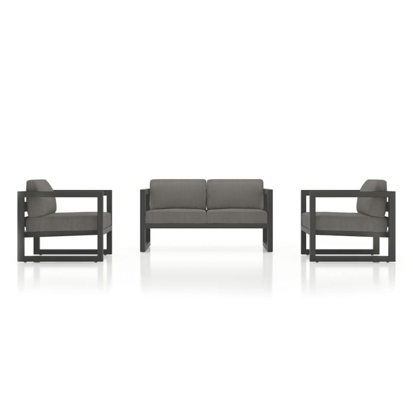 Misty Cove 3 Piece Seating Set in Slate w/Loveseat & Canvas Charcoal Cushions by Lakeview - Side View - White Background thumbnail