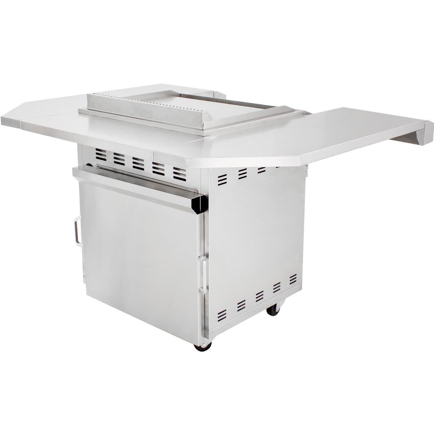 Blaze 30-Inch Natural Gas Griddle On Deluxe Cart - Angled Rear View thumbnail