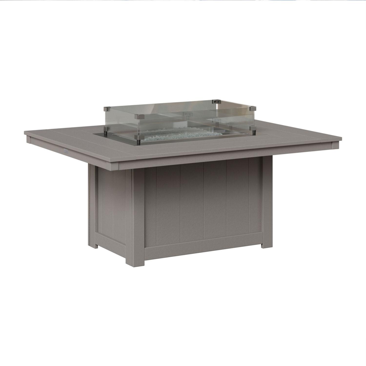 Berlin Gardens Donoma Regular Light Grey Rectangular Fire Pit Dining Set - Fire Pit Table - White Background thumbnail