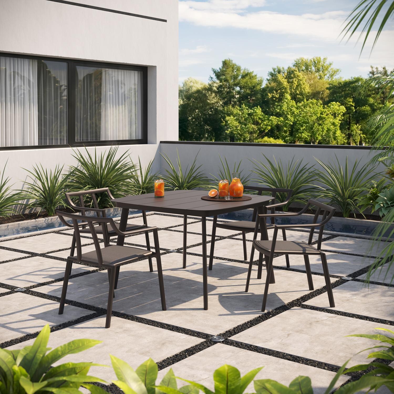 Oxford Garden Markoe 2 Pc Aluminum Dining Arm Chair in Carbon/Ninja - Outdoor Dining thumbnail
