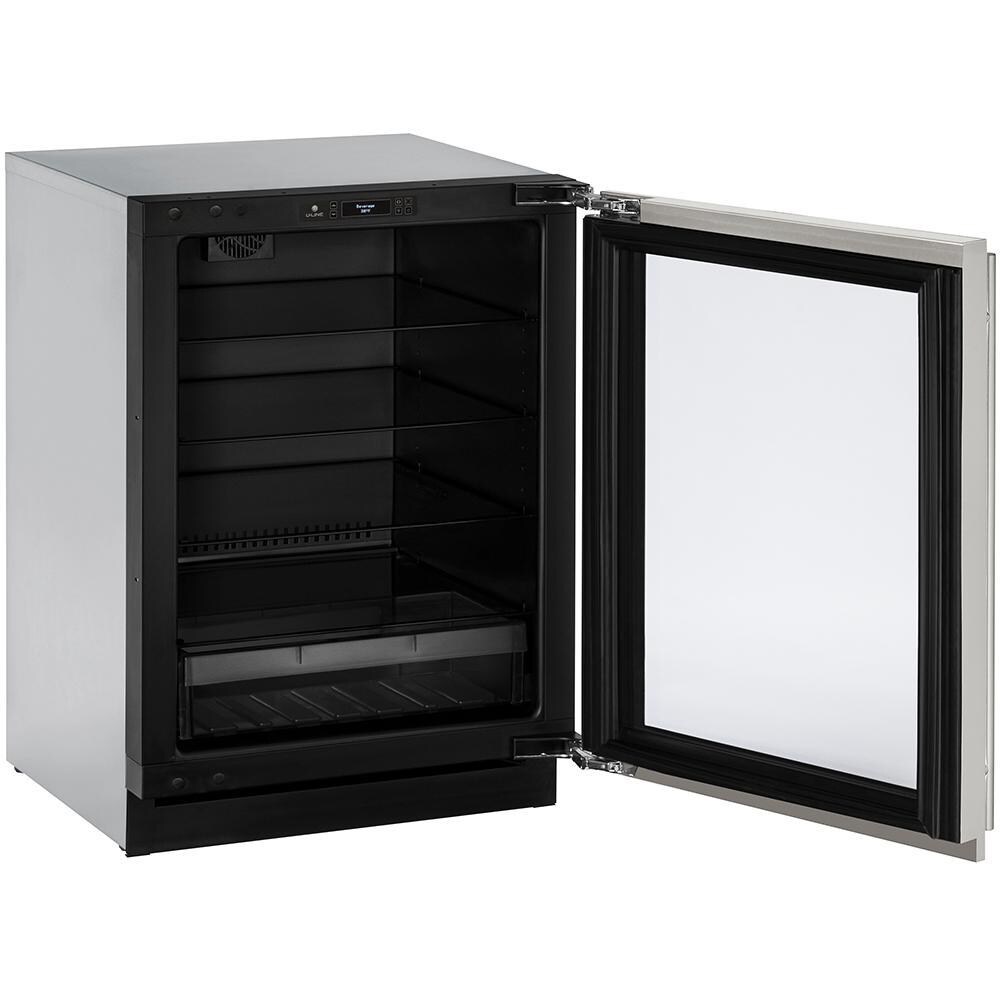 U-Line 24-Inch Right Hinge Refrigerator With Glass Door And Lock - Open View thumbnail
