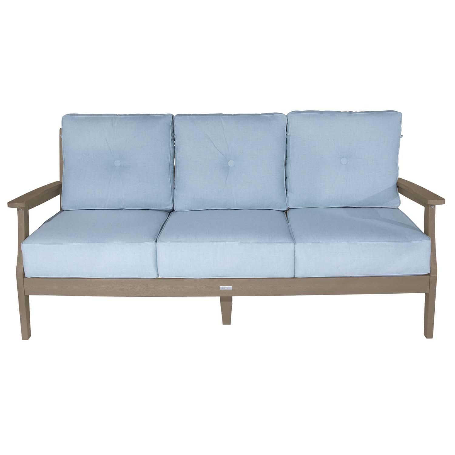 Blushing Bay 3 Person Recycled Plastic Sofa in Bliss Dew/Woodland Brown by Lakeview Outdoor Designs - White Background thumbnail