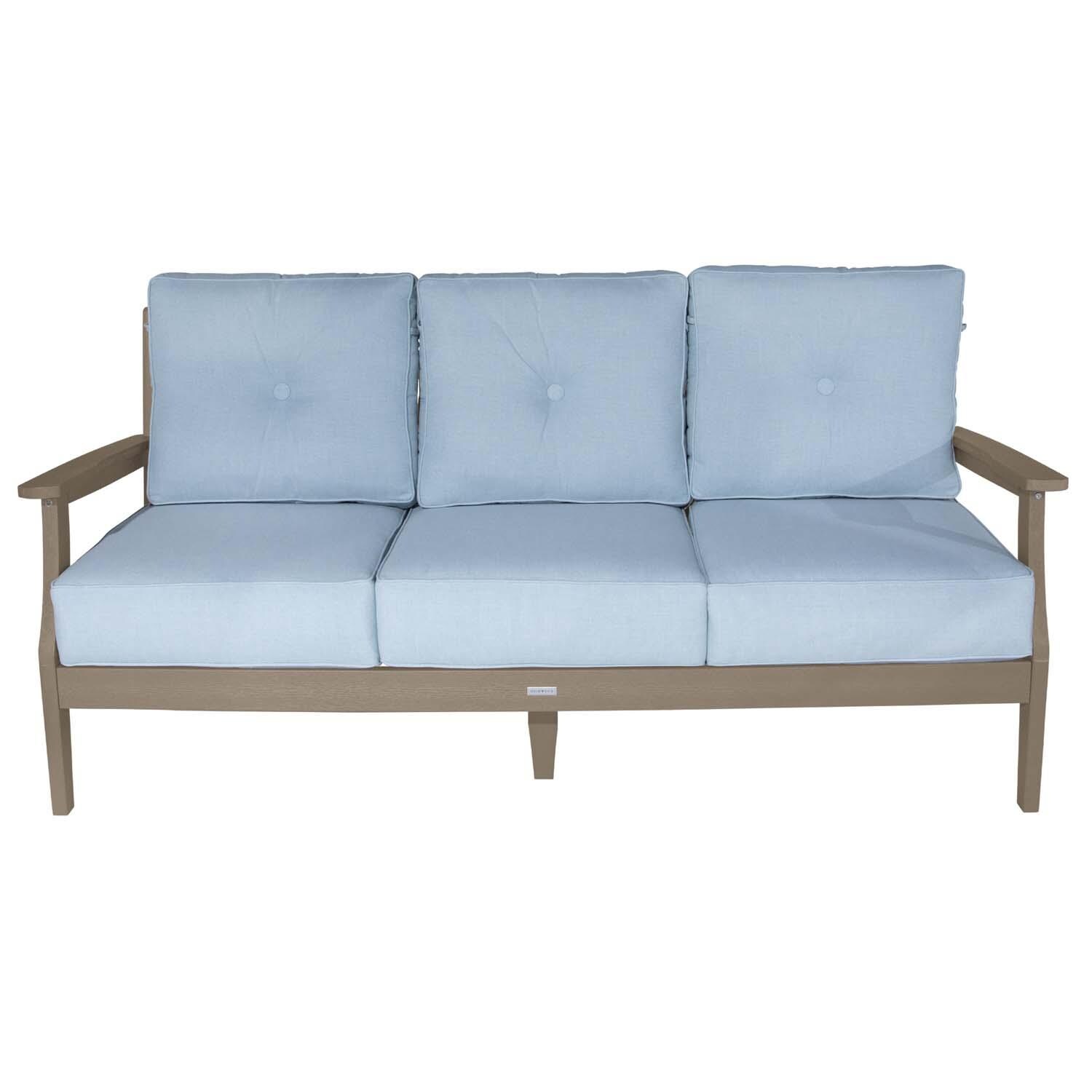 Blushing Bay 3 Person Recycled Plastic Sofa in Bliss Dew/Woodland Brown by Lakeview Outdoor Designs - White Background thumbnail