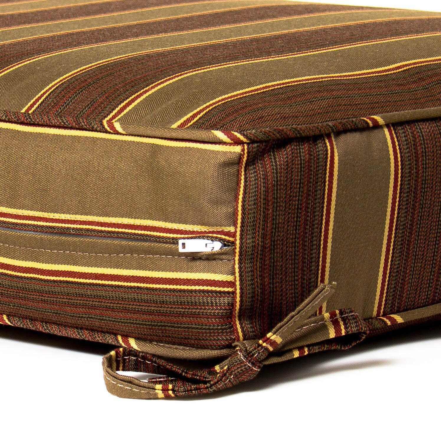 Small Replacement Ottoman Cushion With Piping - Zipper and Tie Detail thumbnail