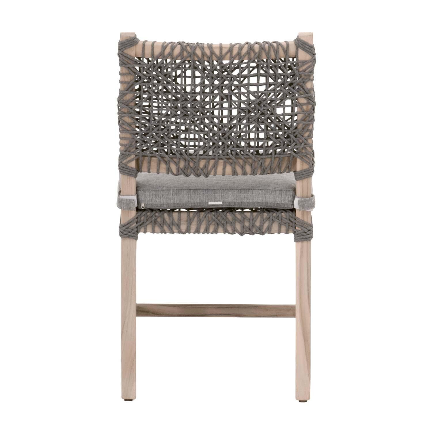 Blushing Bay Woven Rope Dining Chair in Dove - Set of 2 - By Lakeview - Back View thumbnail