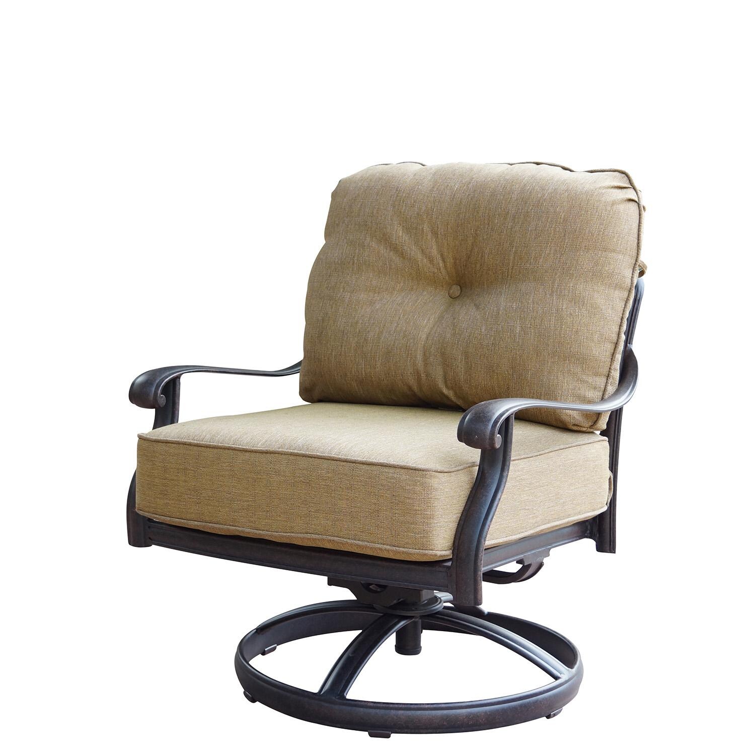 Elisabeth 5 Pc Cast Aluminum Seating Set w/ Coffee Table & End Table in Antique Bronze by Darlee - Swivel Rocker - Detail thumbnail