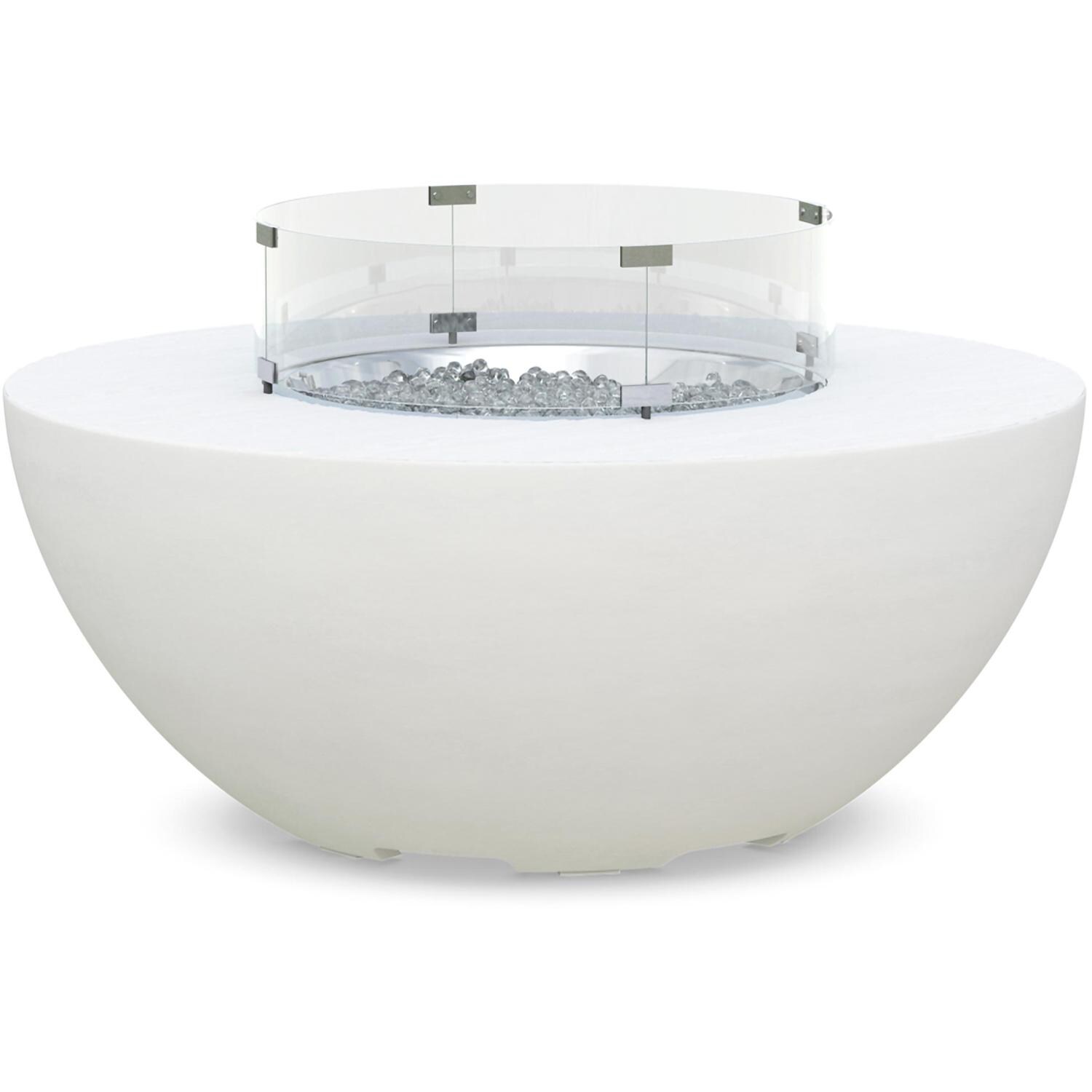Azzurro Living Luna 41 Inch Propane Fire Table W/ Tank Cover in White - Side - White Background thumbnail