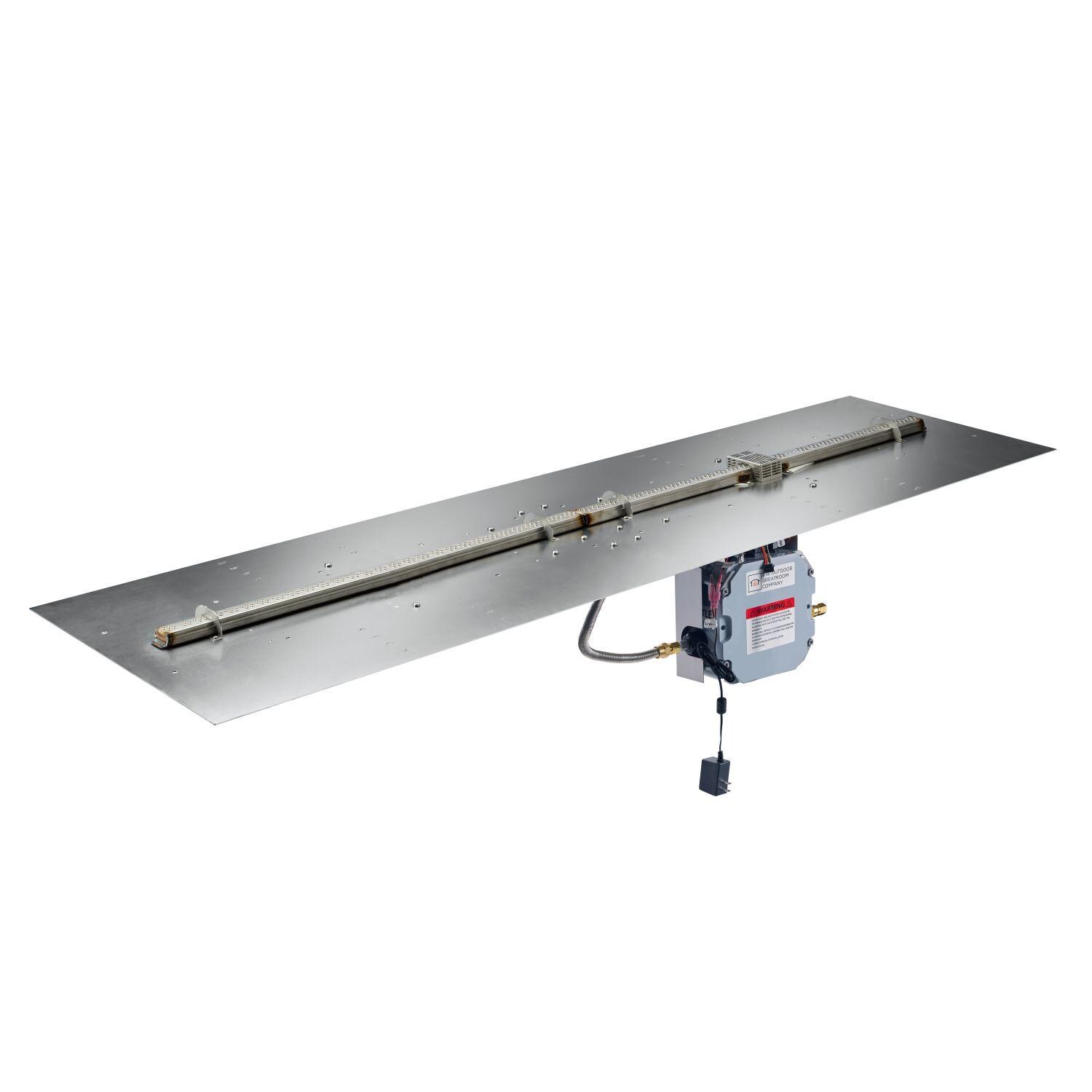 The Outdoor GreatRoom Company BP2496DSILP-B Crystal Fire Plus 96-in Linear Electronic Ignition Propane Gas Fire Pit Burner Plate - Display - White Background thumbnail