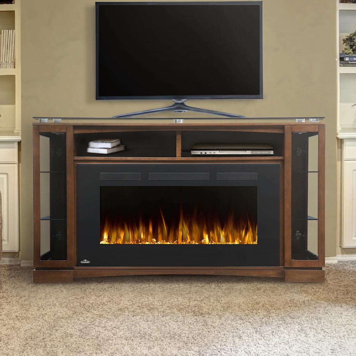 Napoleon Shelton 60Inch Electric Fireplace Media Console with 42Inch Allure Phantom Firebox