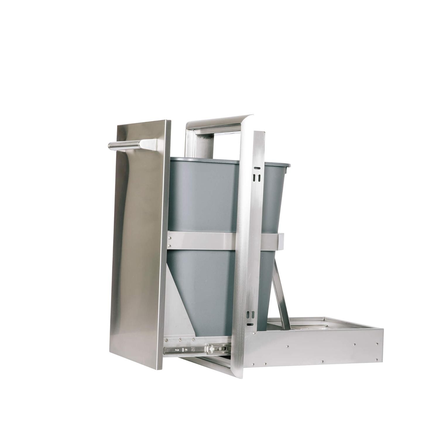 Coyote RTAC-G8-SW-C2SL36LP Ready-To-Assemble 8 Ft Outdoor Kitchen Island With 36-Inch S-Series Propane Gas Grill - Stacked Stone/Modern White - Trash Bin thumbnail