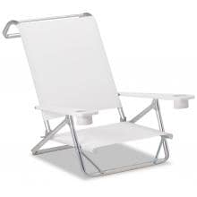 Original Mini-Sun Folding Aluminum Beach Chair With Cupholders By Telescope Casual - White