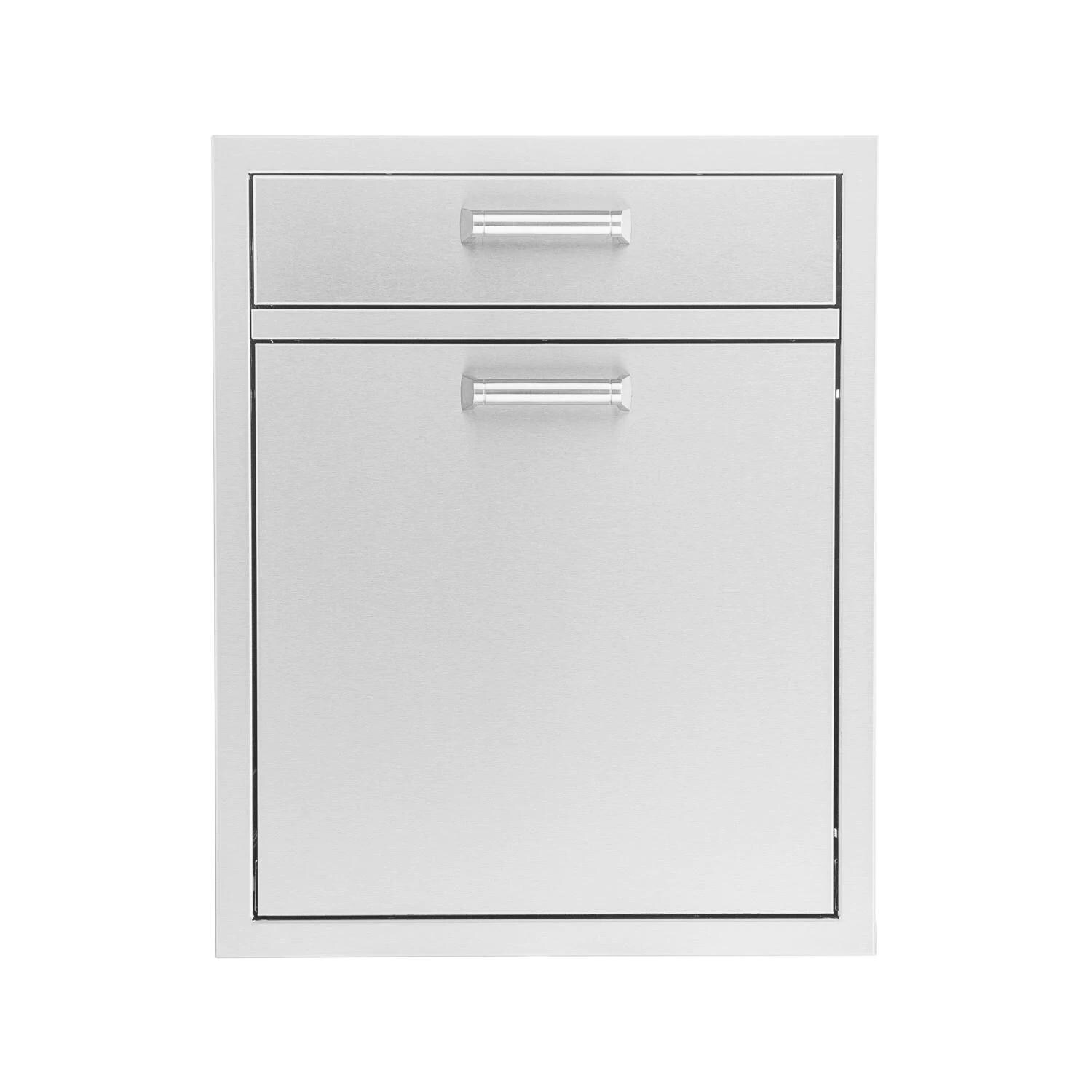 BBQGuys Signature 20-Inch Stainless Steel Single Drawer With Roll-Out Trash & Recycling Bin Combo - Contempo