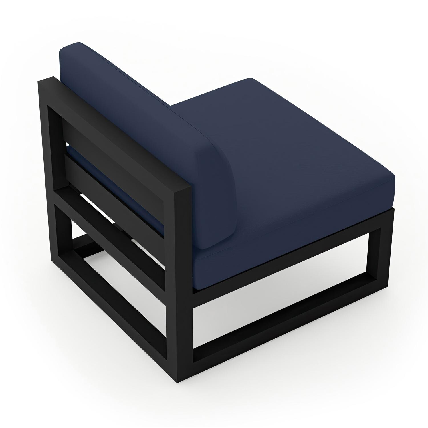 Lakeview  MSTYCV-BK-MS-IN Misty Cove Aluminum Middle Club Chair in Black w/Spectrum Indigo Cushions by Lakeview Outdoor Designs - Angled Back - White Background thumbnail