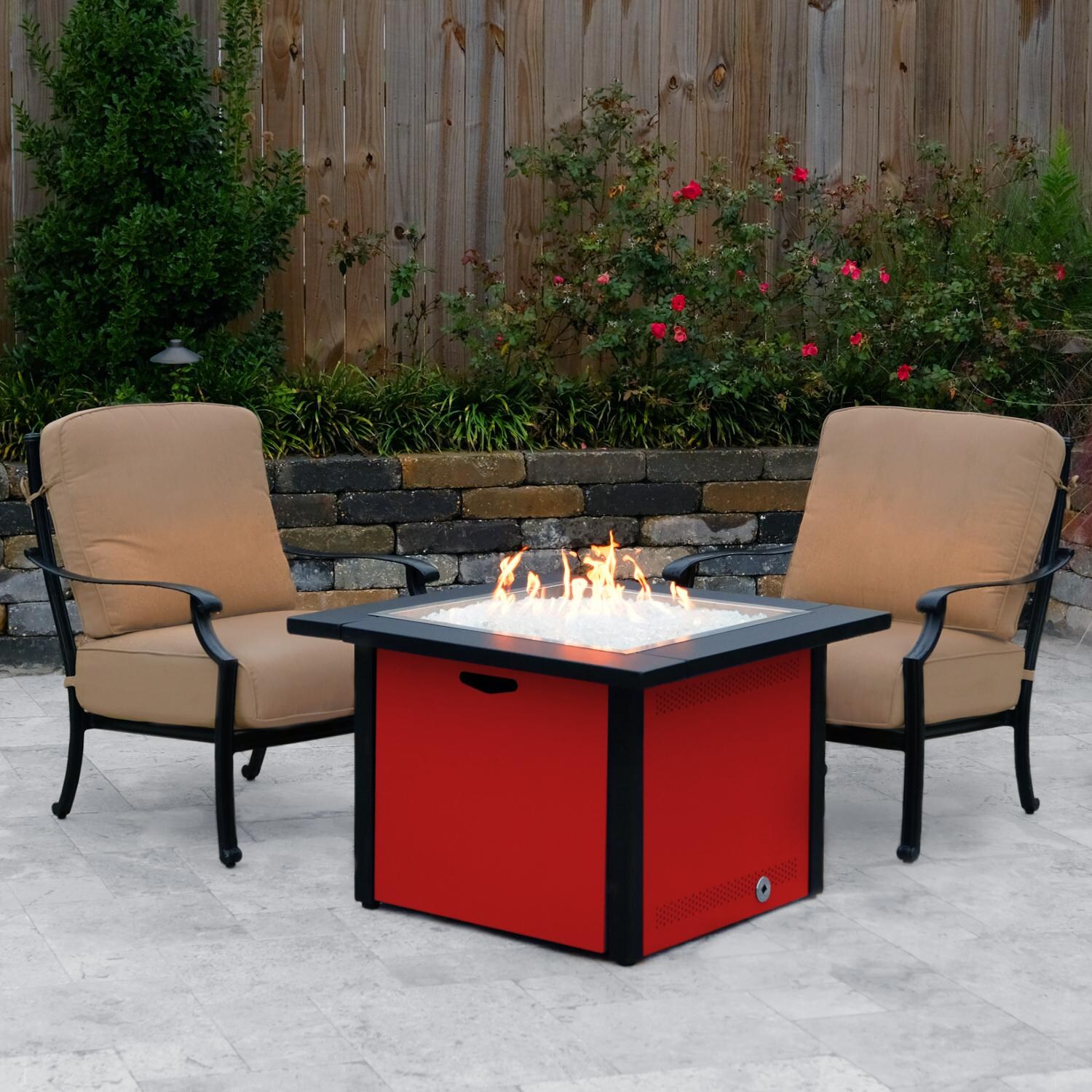 Lakeview Outdoor Designs 36 Inch Square Propane Gas Fire Pit Table W