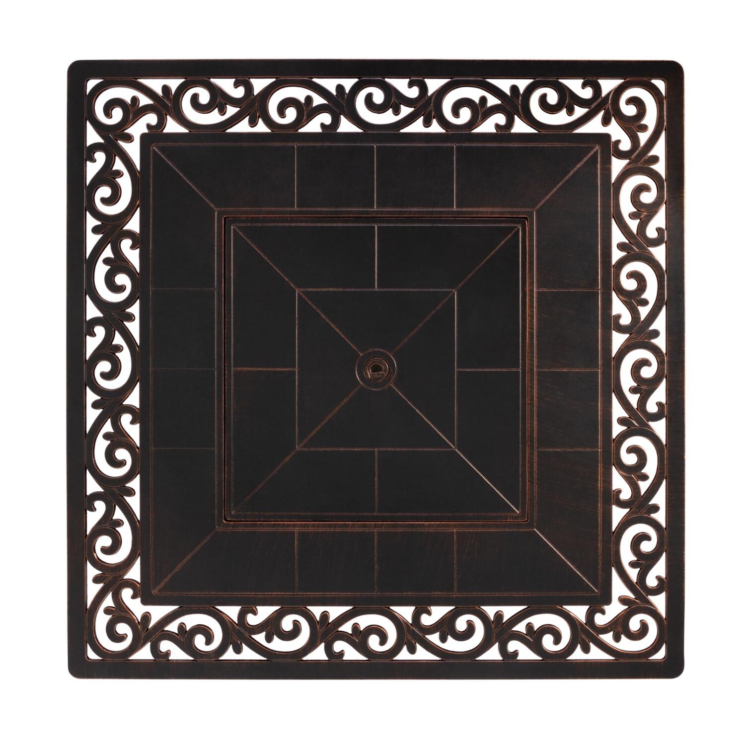 Ultimate Patio SC62527 West Cay 42-Inch Square Cast Aluminum Propane Fire Pit Table - Top View thumbnail