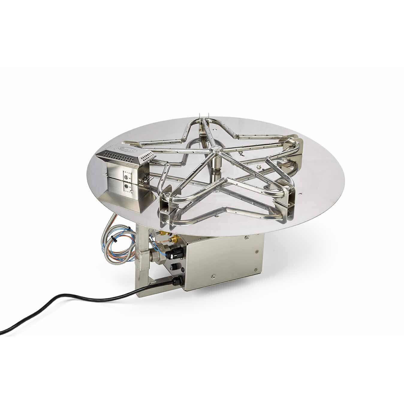 HPC 24-Inch Round Flat Pan Natural Gas Penta Burner Insert - Basic On/Off Electronic Ignition - 120VAC