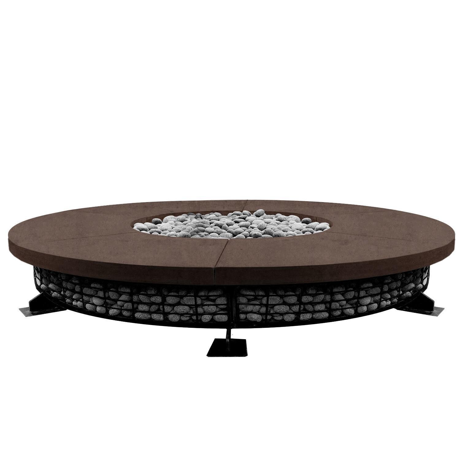 Fuego 89-in Round GFRC Natural Gas Fire Pit in Cafe by Prism Hardscapes