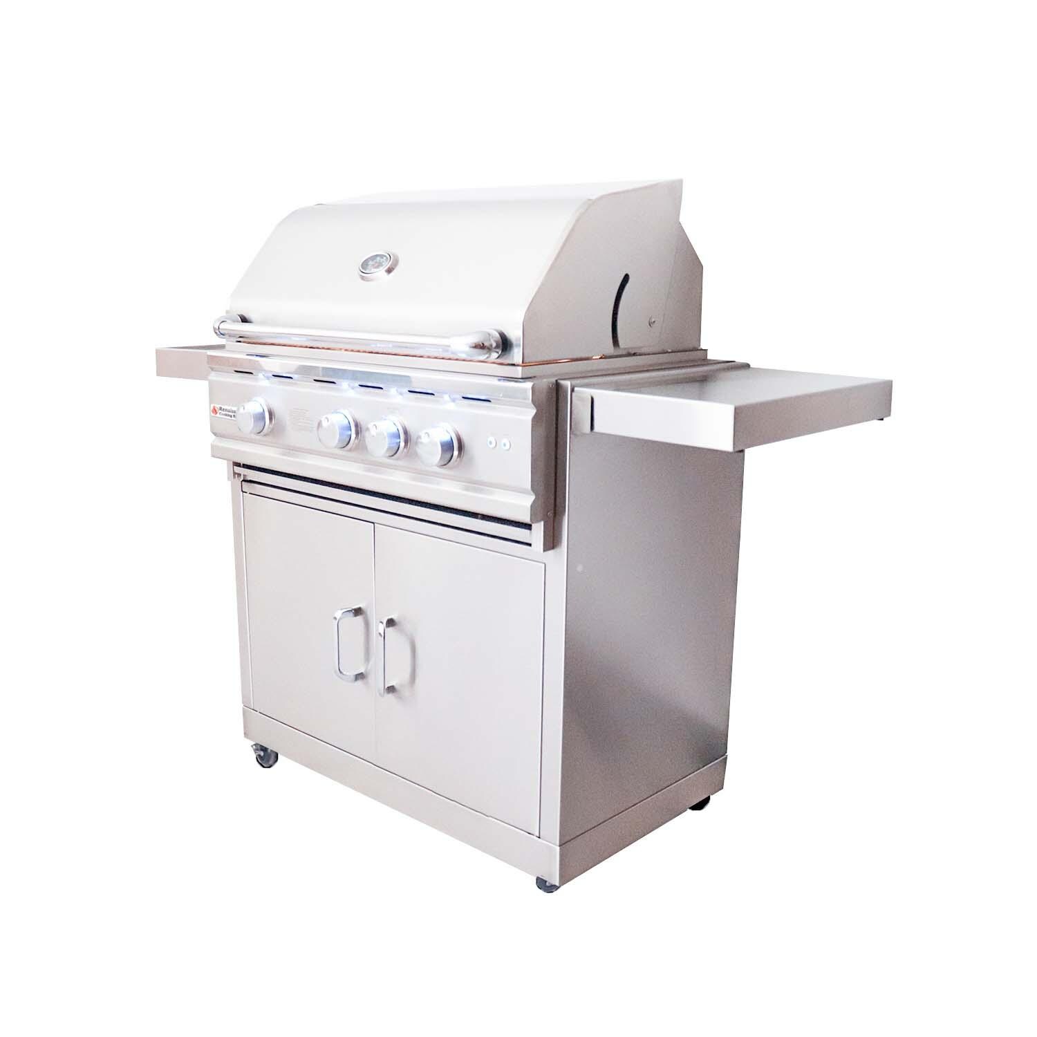 RCS RON30BLPCK Cutlass Pro 30 Inch Propane Grill - Right Angled View Lights On - White Background thumbnail