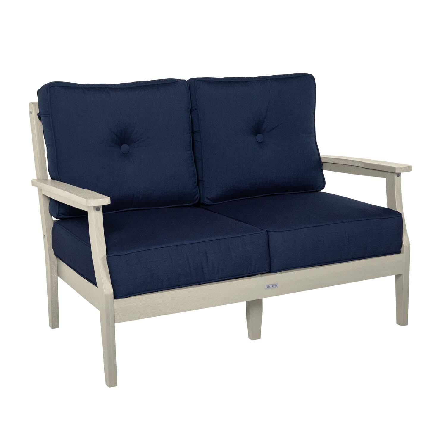 Blushing Bay 2 Person Recycled Plastic Loveseat in Spectrum Indigo/Whitewash by Lakeview Outdoor Designs - Left Angled - White Background thumbnail