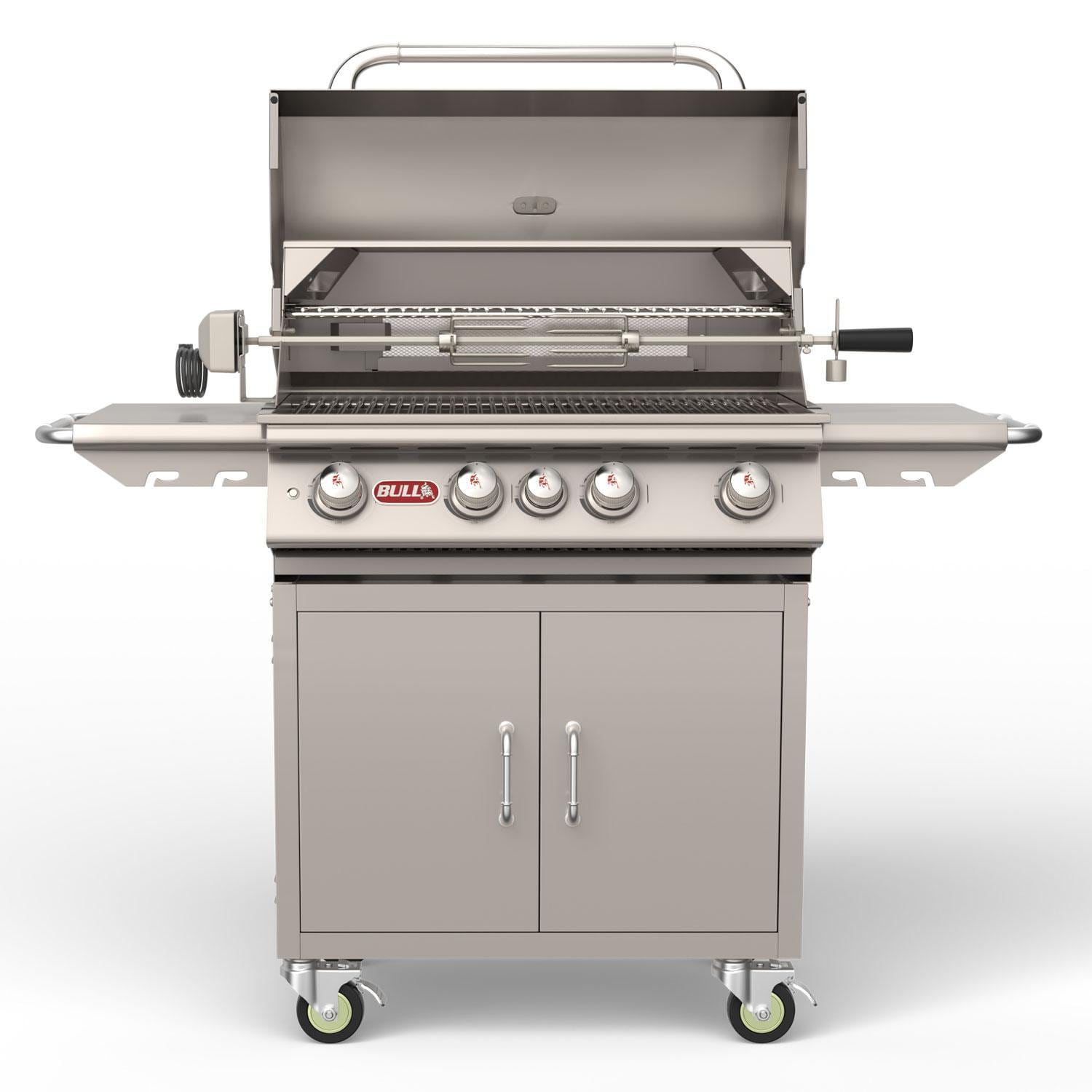 Bull 44000 Angus 30-in 4-Burner Freestanding Propane Gas Grill - Rotisserie Kit Removed - Hood Up - White Background thumbnail