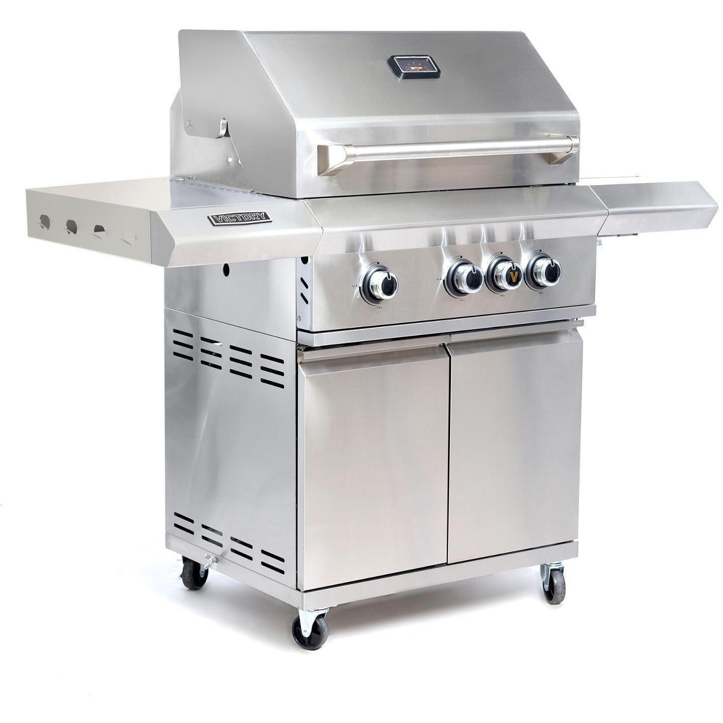 Victory - BBQ-VCT3BSB-LP - 3-Burner Propane Gas Grill With Infrared Side Burner - Right Angle thumbnail