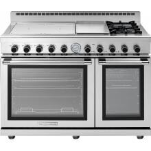 Tecnogas Superiore 48-Inch NEXT Panorama Induction Range With 4 Zones, 2 Natural Gas Burners & Griddle - Stainless Steel - RN483GPS-S image