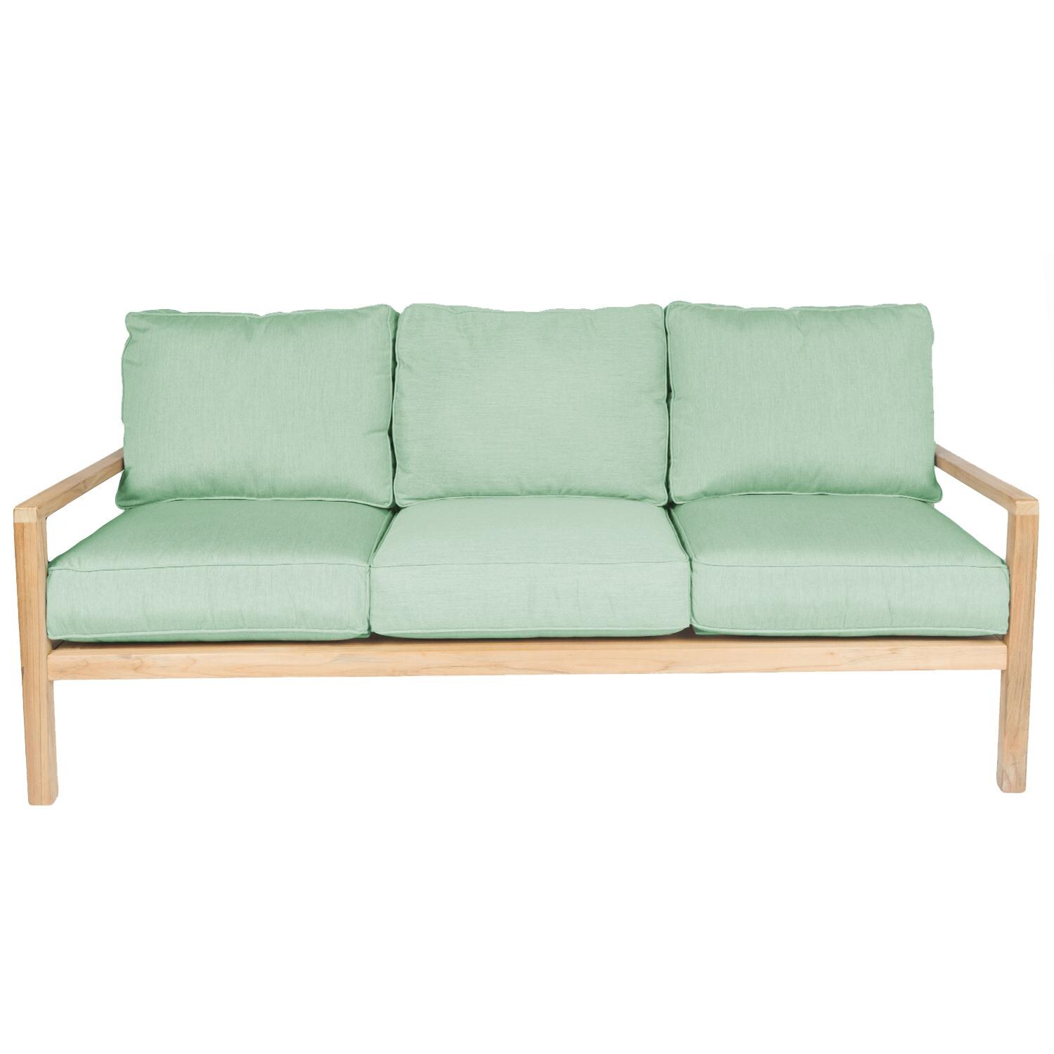 Coastal Teak Patio Sofa W/ Sunbrella Canvas Spa Cushions By Royal Teak Collection